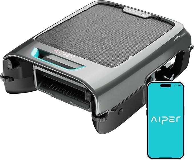 AIPER EcoSurfer S2 solar-powered pool surface skimmer robot in gray