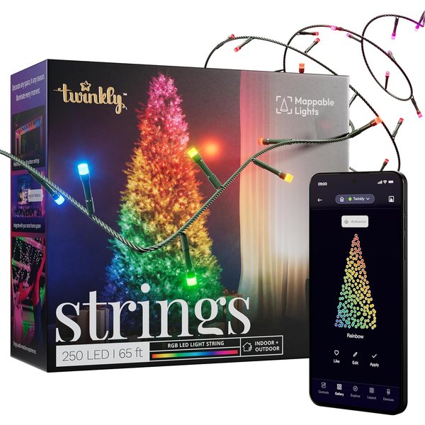 Twinkly Strings 250 RGB LED smart Christmas light string with app control