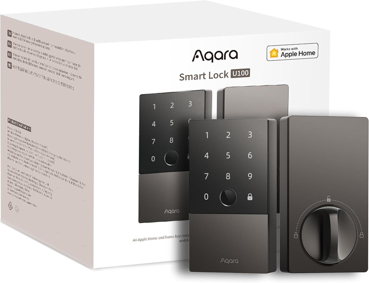 Aqara Smart Lock U100 with keypad, fingerprint sensor, and Works with Apple Home badge