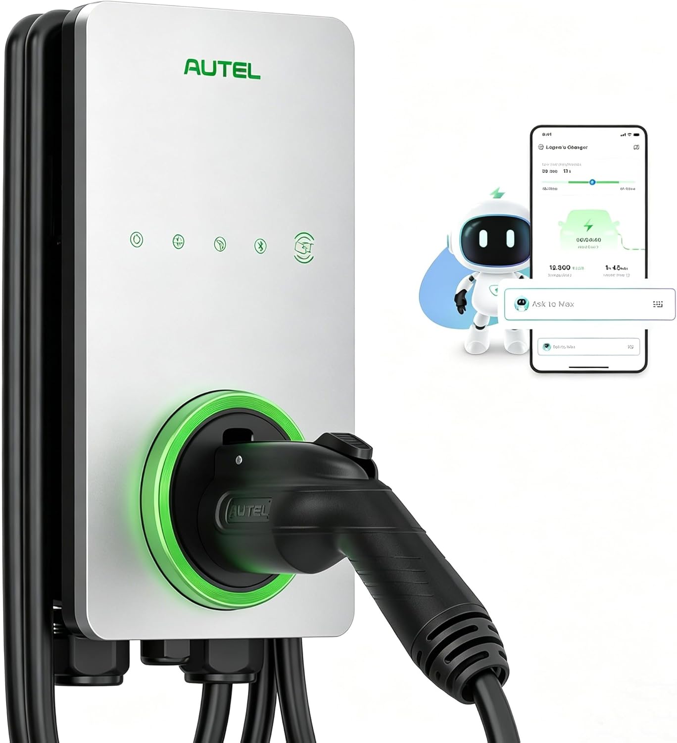 Autel Home Level 2 EV Charger 50 Amp 240V hardwired smart charging station with 25-foot cable
