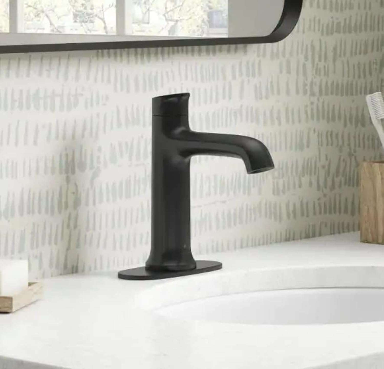 Kohler Mistos battery powered touchless single hole bathroom faucet in Matte Black