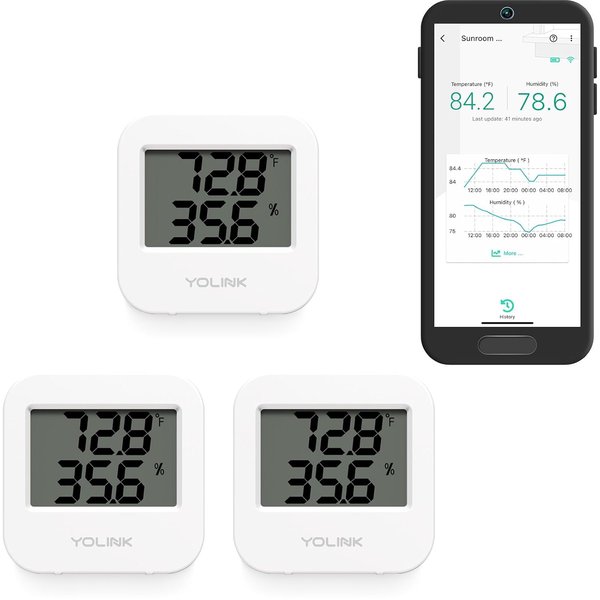 YoLink indoor temperature and humidity sensor 3-pack with LCD displays