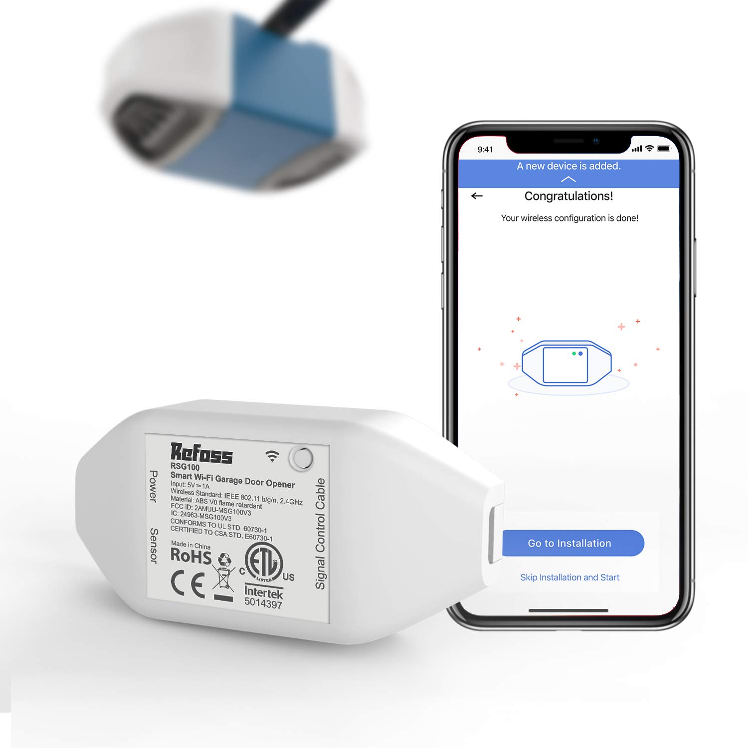 Refoss RSG100 Smart Wi-Fi Garage Door Opener with app control, works with Alexa and Google Home