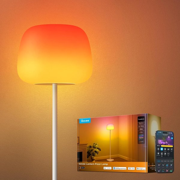 Govee Lantern smart floor lamp with soft silicone shade and RGBIC halo lighting