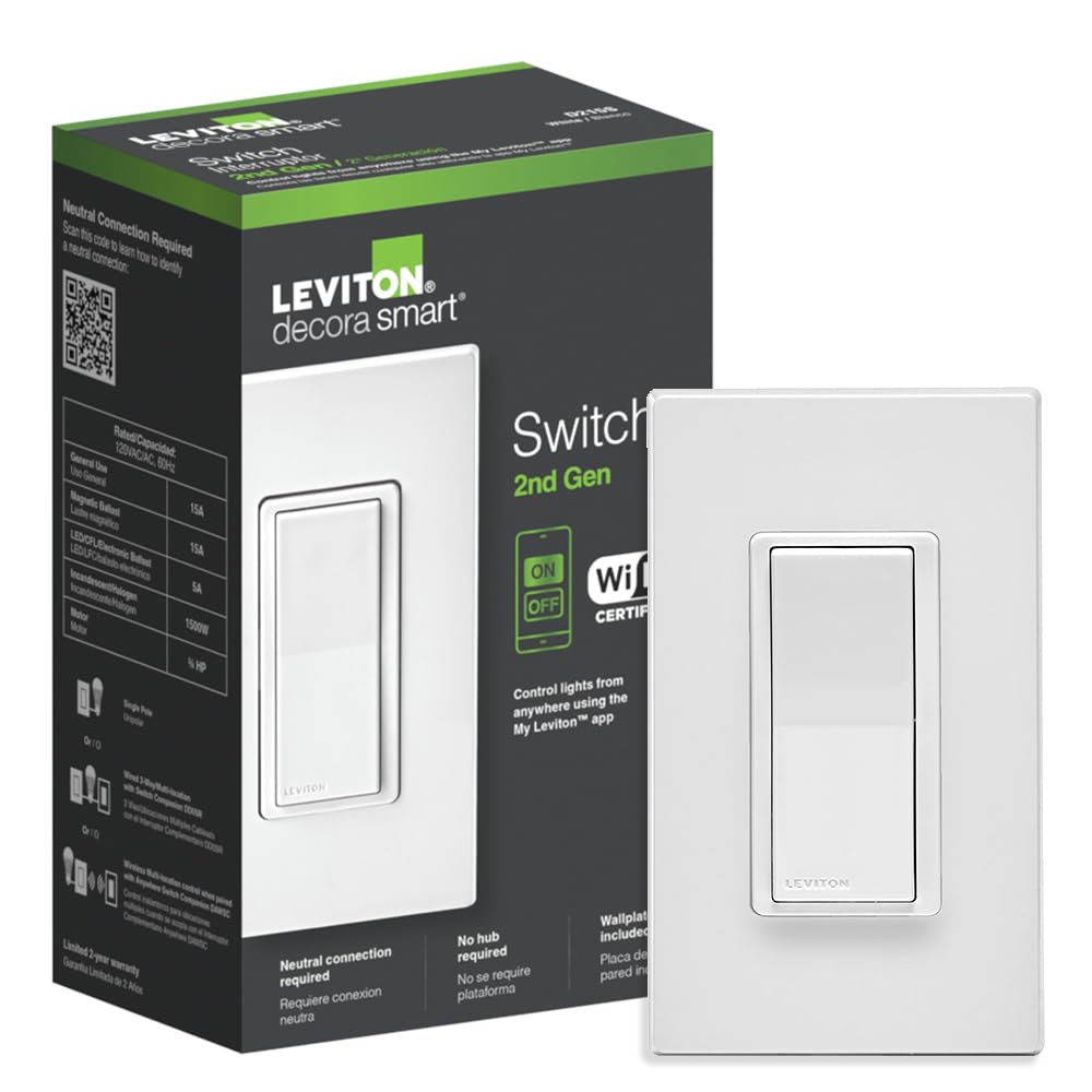Leviton Decora Smart Switch 2nd Gen WiFi with Matter and Apple Home support