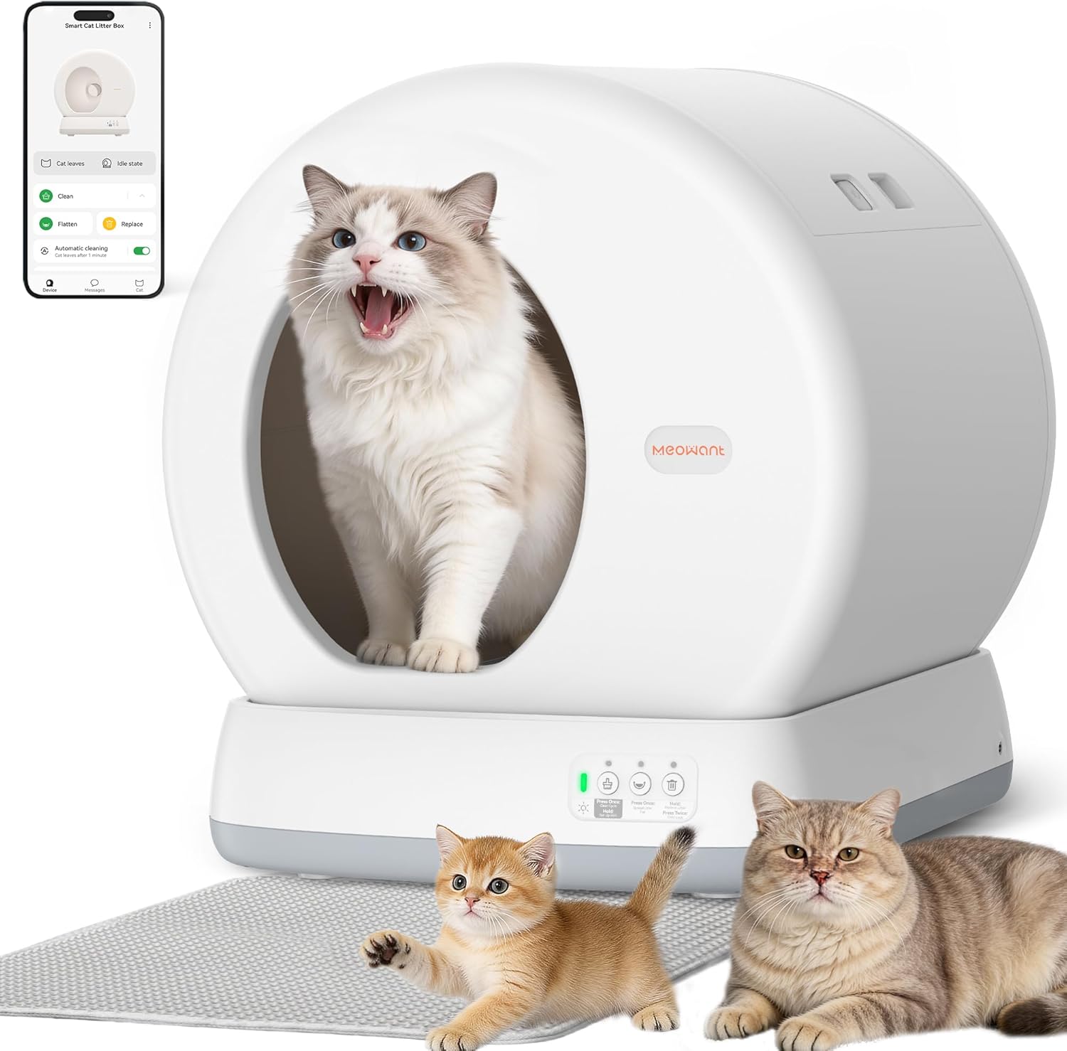 MeoWant self-cleaning cat litter box with app control for multiple cats