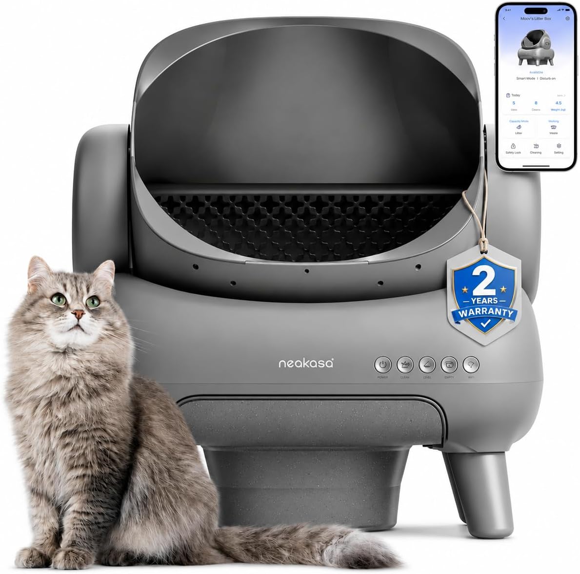 Neakasa M1 Plus open-top self-cleaning cat litter box with app