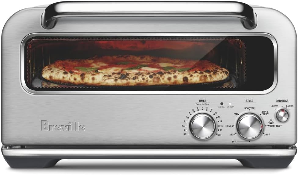 Breville Smart Oven Pizzaiolo countertop pizza maker in brushed stainless steel