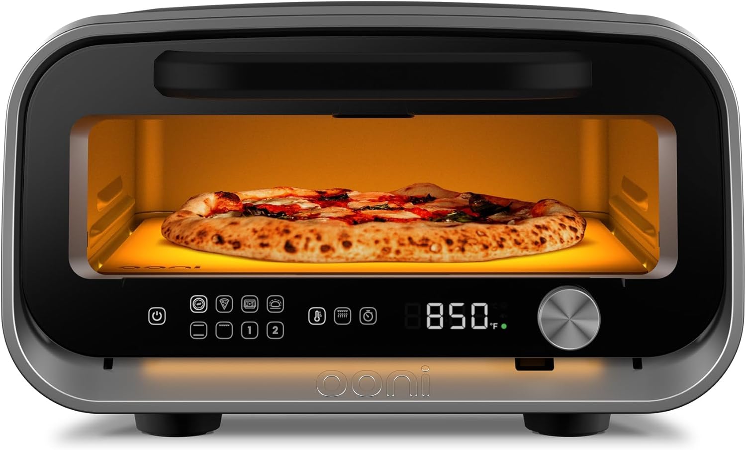 Ooni Volt 2 Electric Indoor Pizza Oven in charcoal grey on a kitchen countertop