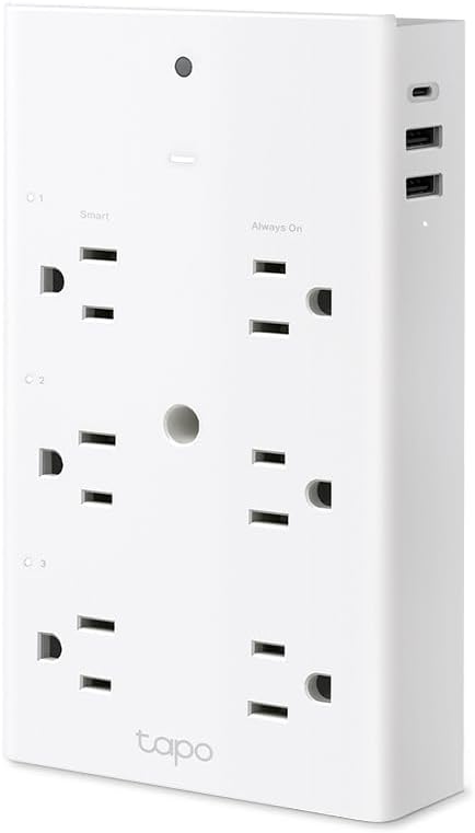 TP-Link Tapo P306 smart outlet extender with 3 individual outlets, USB-C, and a night light