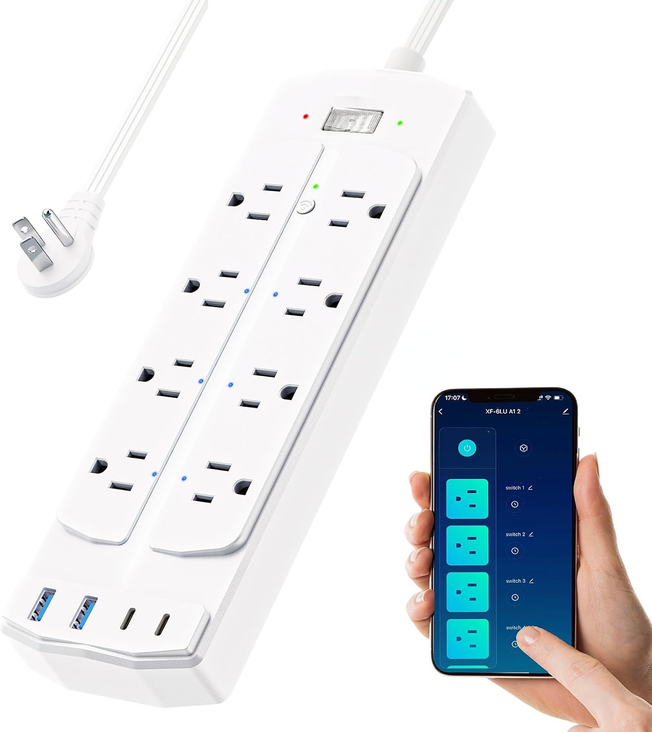 Yozisital smart power strip charging station with 6 smart outlets and 4 USB ports