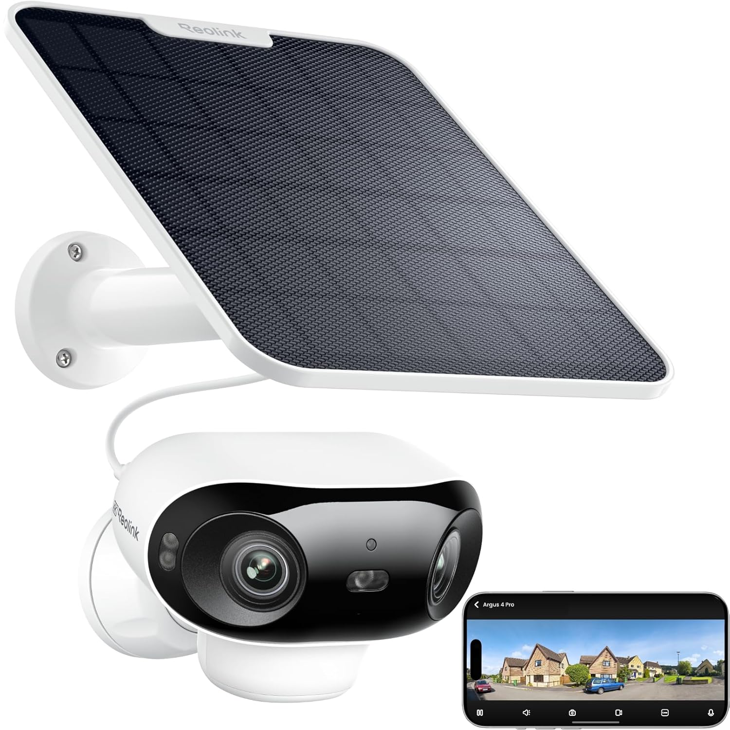 Reolink Argus 4 Pro 4K solar camera with 180 degree dual-lens wide field of view