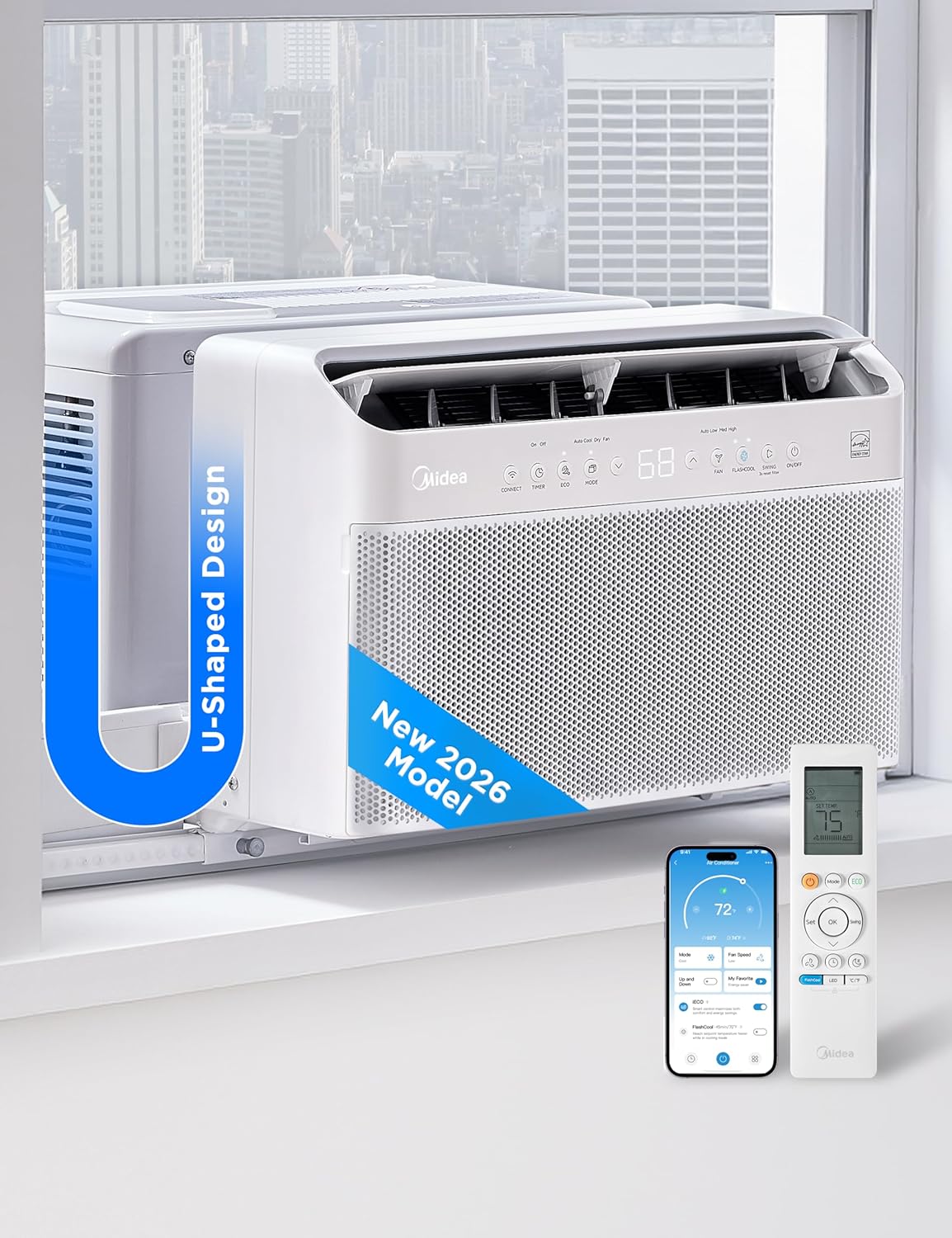 Midea 12000 BTU U shaped smart inverter window air conditioner