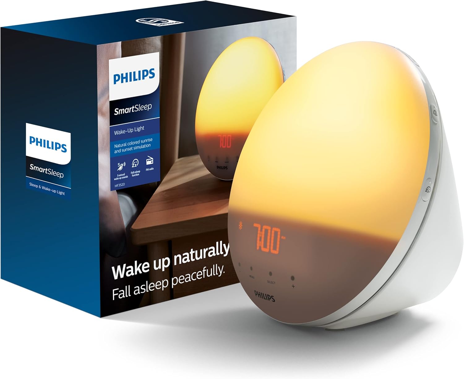 Philips SmartSleep Wake-up Light HF3520 with sunrise simulation and FM radio